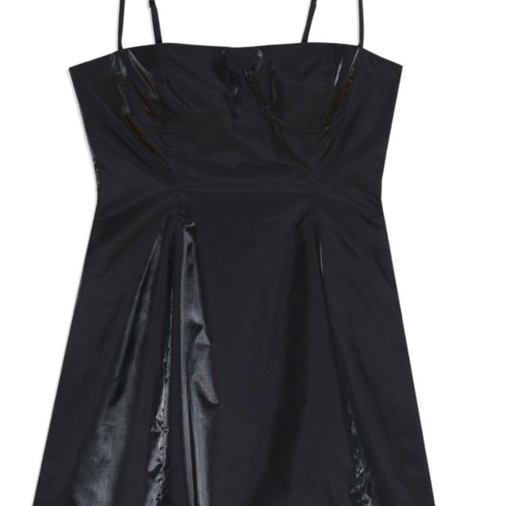 Danielle BERNSTEIN Womens Black Zippered Shiny Floral Micro Mini Party Dress-NWT - Picture 2 of 3